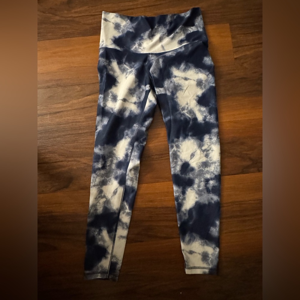 Tie-Dye Leggings - Blue and White